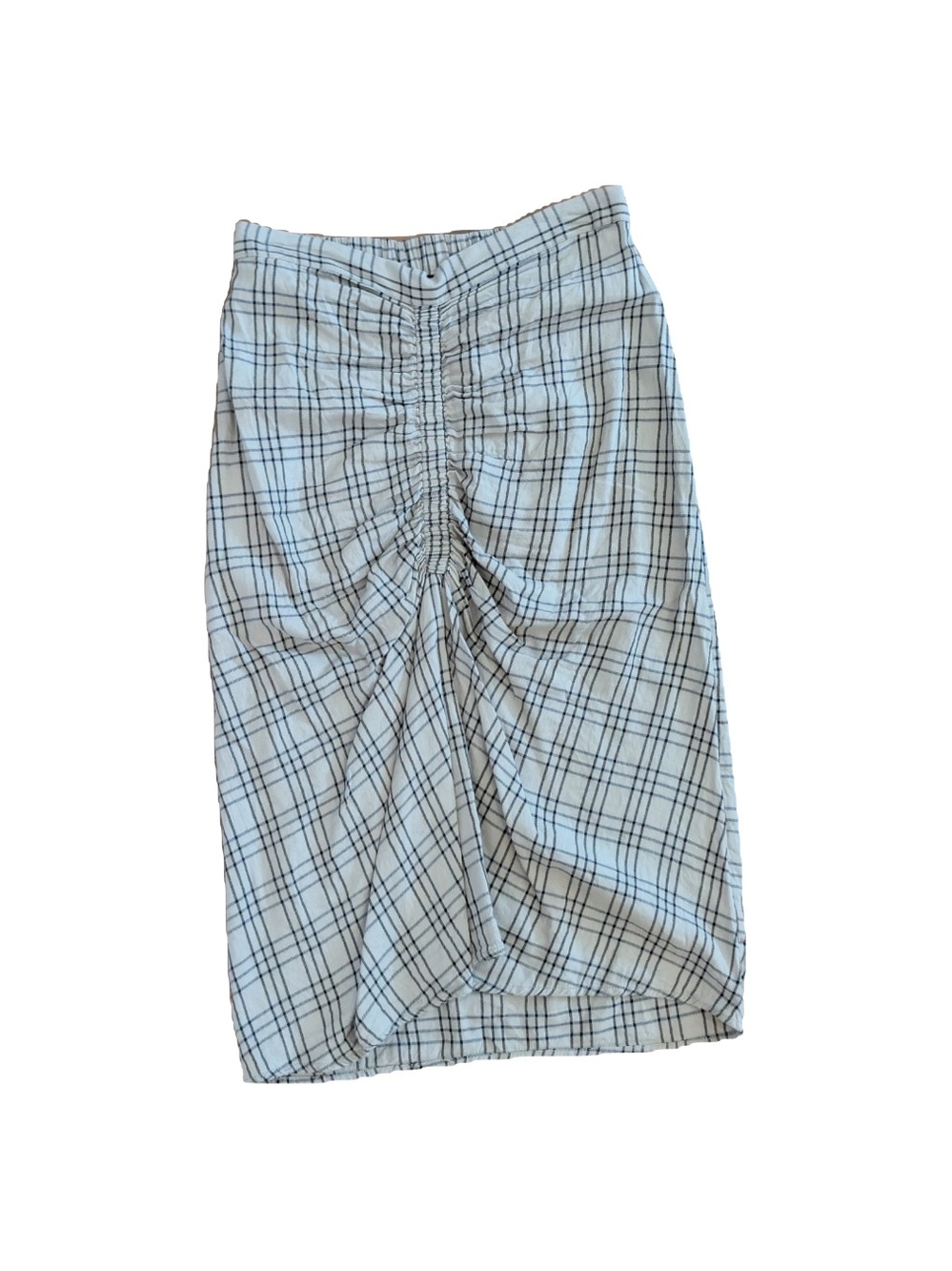 Simply Vera Vera Wang Black and White Plaid Ruched Midi Skirt